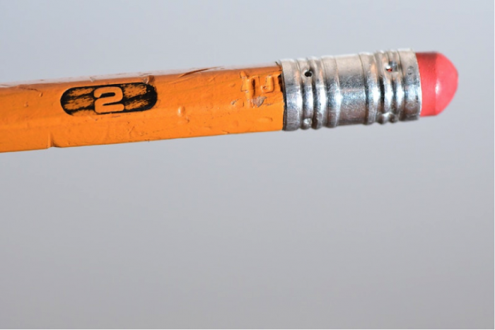 Pencil with eraser on end, symbolising how anyone can become a better writer (by going to a writing workshop)