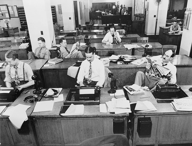 An old print newsroom.