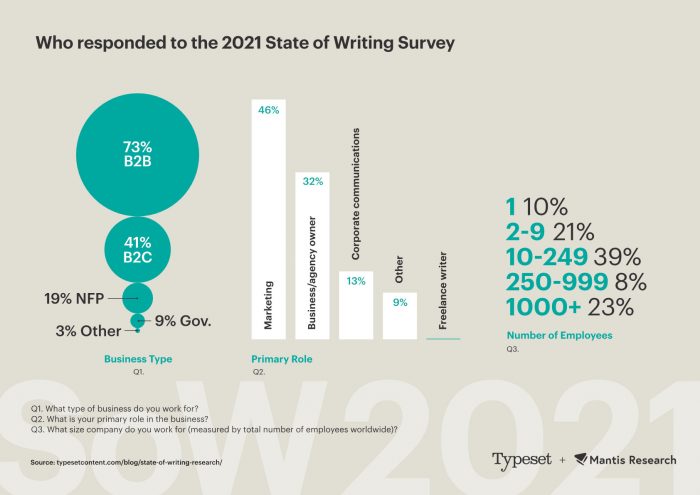 Graphic showing State of Writing 2021 demographics